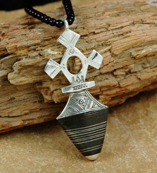 Tuareg Kreuz aus Silber mit Ebenholz - Taghmert