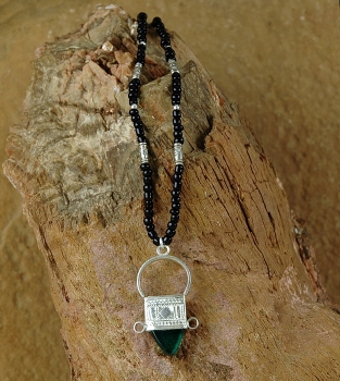 Tuareg Kreuz in Silber - Ingal grün - Tuareg Schmuck