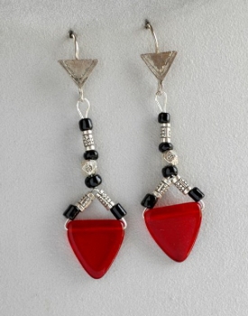 Tuareg Ohrhänger mit Glasdreieck - Tuaregschmuck