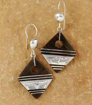 Tuareg Ohrringe mit Ebenholz und Silber Einlagen