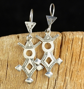 Tuareg Ohrringe - Silber in Kreuz Form - Tahoua