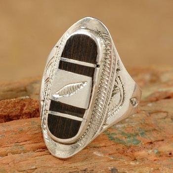 Tuareg Ring aus Silber mit Ebenholz - Tuaregschmuck
