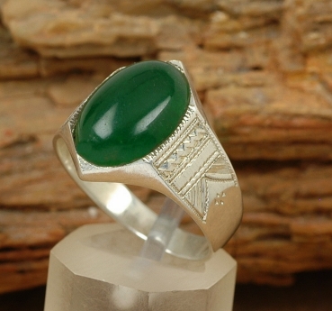 Tuareg Ring - Silber & grüner Achat - Tuaregschmuck