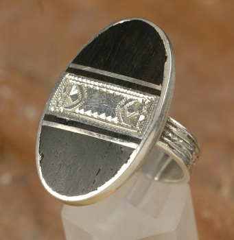 Tuareg Ring - Silber mit Ebenholz - Ausgefallen