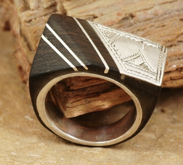 Tuareg Ring - Silber mit Ebenholz - Tuareg Schmuck