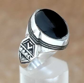 Tuareg Ring - Silber mit Onyx und Ebenholz Einlage
