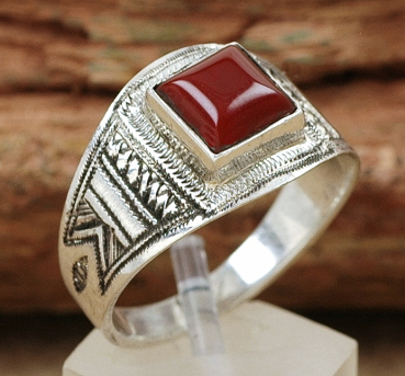 Tuareg Ring - Silber und roter Karneol - Tuaregschmuck