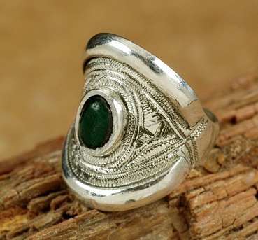 Tuareg Silber Ring - Grüner Malachit - Tuaregschmuck