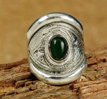 Tuareg Silber Ring - Grüner Malachit - Tuaregschmuck