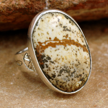 Preview: Tuareg Silber Ring mit Jaspis - Tuaregschmuck