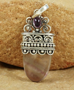 Turmalin / Amethyst Silber Anhänger - Extravagant