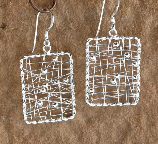 Silber Ohrhaenger - Viereck