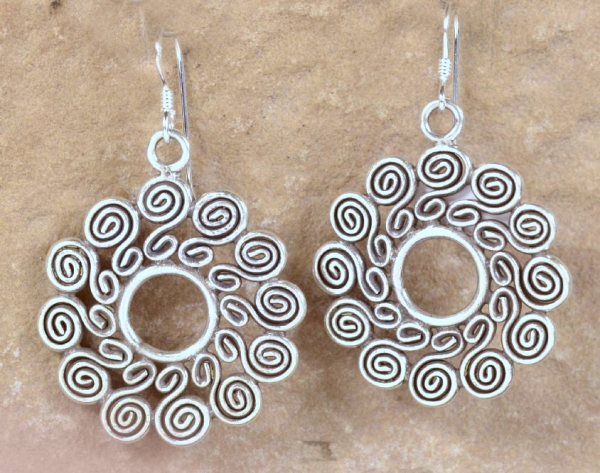Silber Ohrhaenger - Spiralen Blume