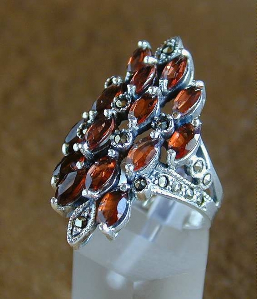 Markasit Silberring mit Granat