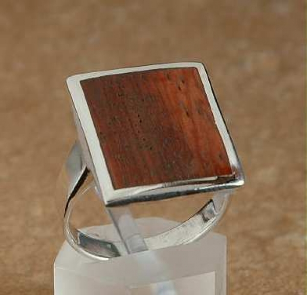 Silber Ring mit Holz