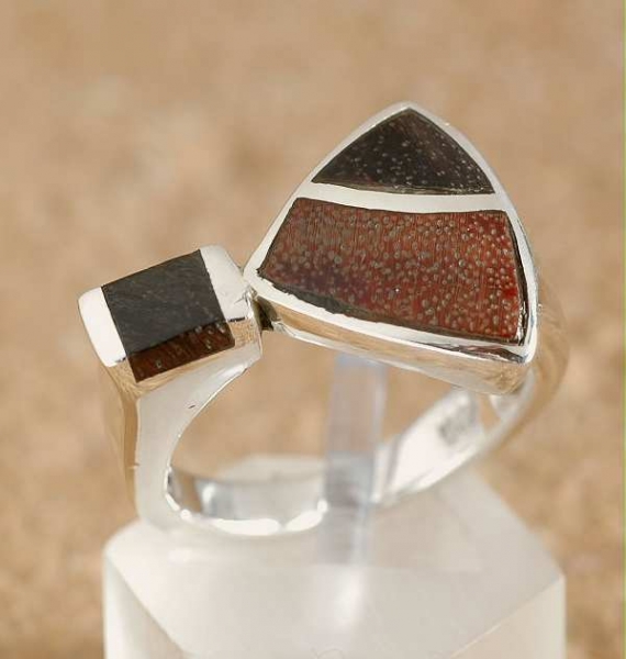 Silber Ring mit Holz