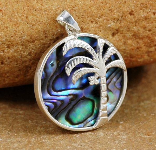 Abalone Silber Anhänger mit Palme - Tolles Modell