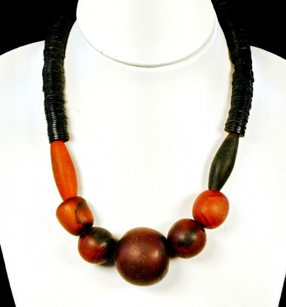 Afrika Halskette / Kette - Natur Design mit Horn Perlen