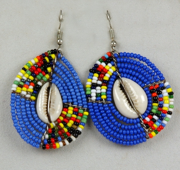 Afrika Ohrringe - Afrika Schmuck mit blauen Glasperlen