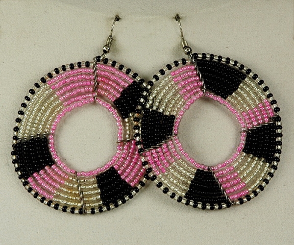 Afrika Ohrringe in Pink - Afrika Glasperlen Schmuck