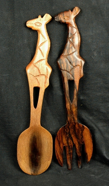 Afrika Salatbesteck aus Holz - Schöne Giraffe