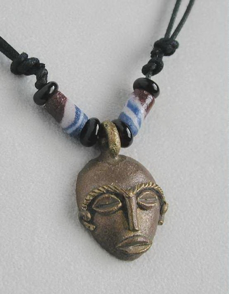 Afrika Schmuck / Halskette mit Bronze Maske - Mossi