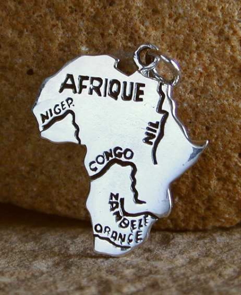 Afrika Silber Anhänger 925 - Afrika Kontinent