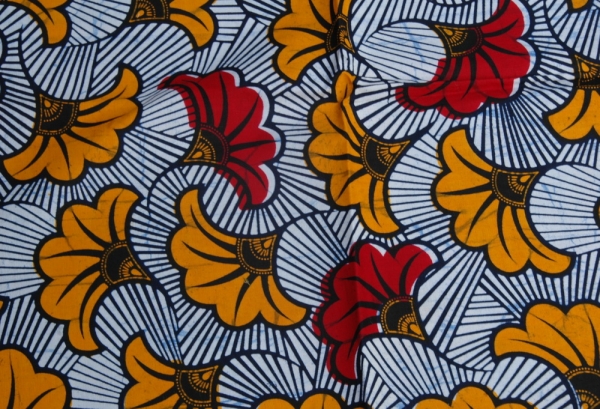 Afrika Stoff - Waxprint - Motiv Ginkgo / Glücksbaum