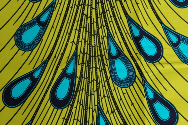 Afrika Stoff - Waxprint - Pfauenfeder Design