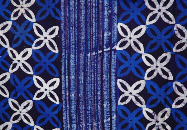 Afrikanischer Stoff - Afrika Batik in Blau - Blüte