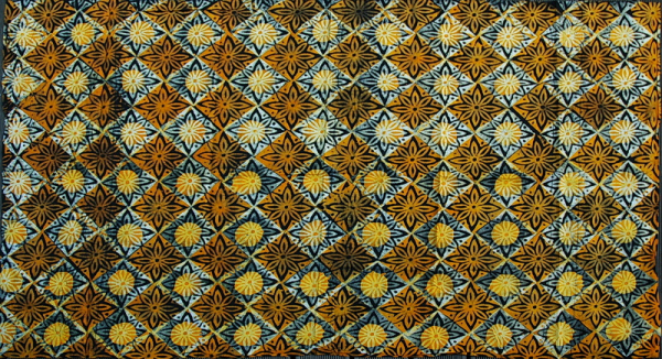Afrikanischer Stoff - Afrika Batik in Orange / Gelb - Blüte