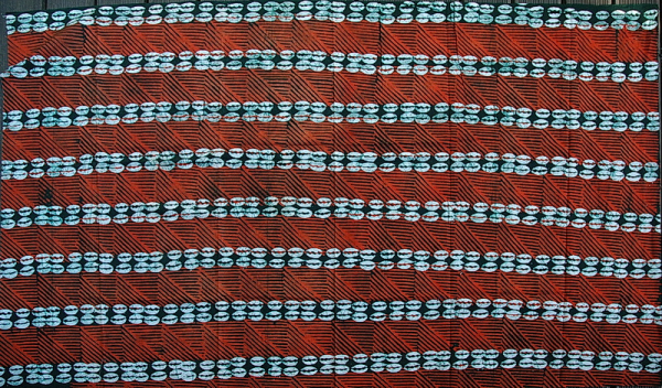 Afrikanischer Stoff - Afrika Batik in Rot - Kauri Muschel