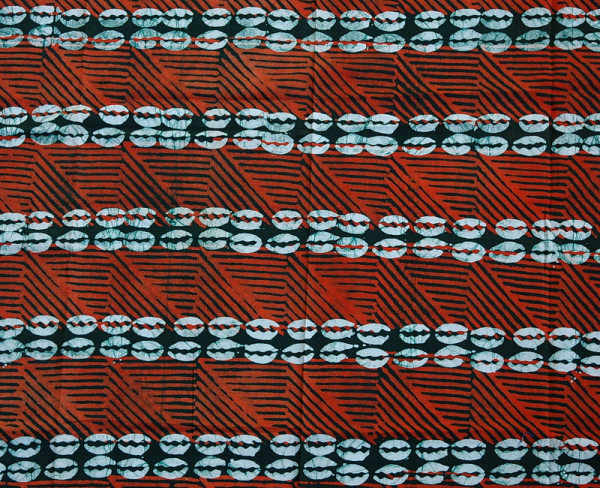 Afrikanischer Stoff - Afrika Batik in Rot - Kauri Muschel