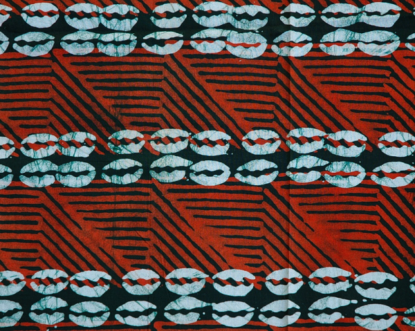 Afrikanischer Stoff - Afrika Batik in Rot - Kauri Muschel