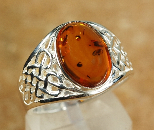 Bernstein Ring aus Silber 925 - Modernes Design