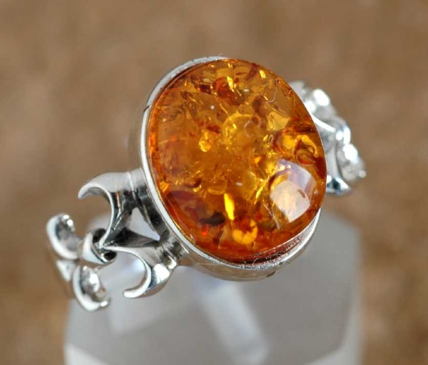 Bernstein Silber 925 Ring - Dekoratives Modell