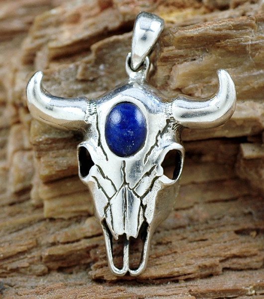 Bull Head - Stierkopf Silber 925 Anhänger - Metall Biker