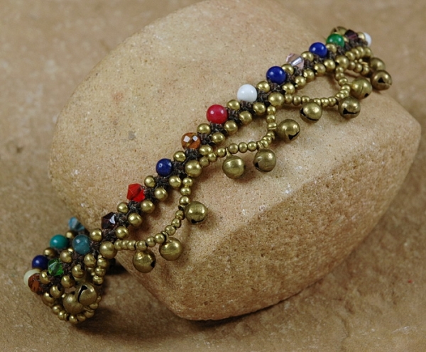 Bunte, Orientalische Fußkette mit Perlen - Bauchtanz