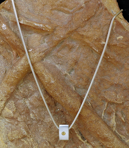 Citrin - Silber Spiralkette mit mattiertem Anhänger