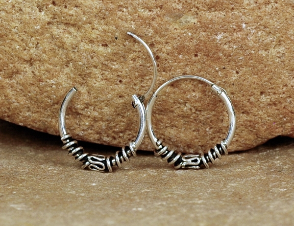 Creolen aus Silber 925 - Schönes Muster - 14 mm - Offen