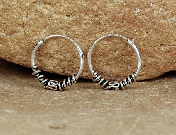 Creolen aus Silber 925 - Schönes Muster - 14 mm