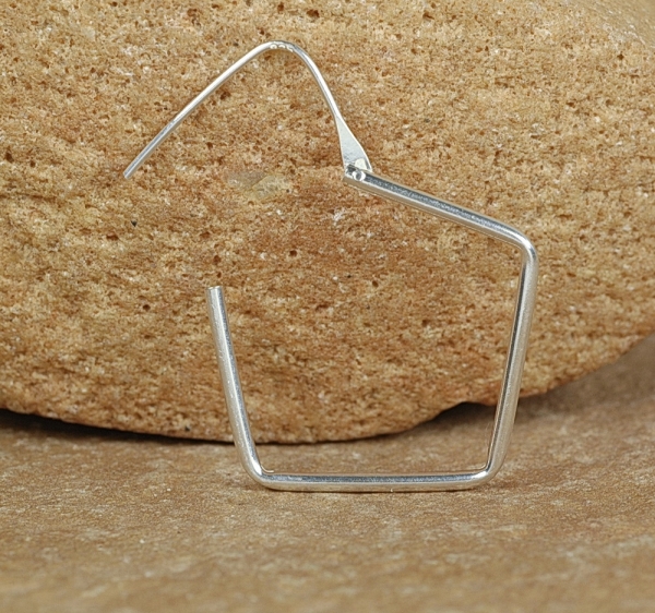 Creolen aus Silber 925 - Viereckig und Schmal - 34 mm - Offen