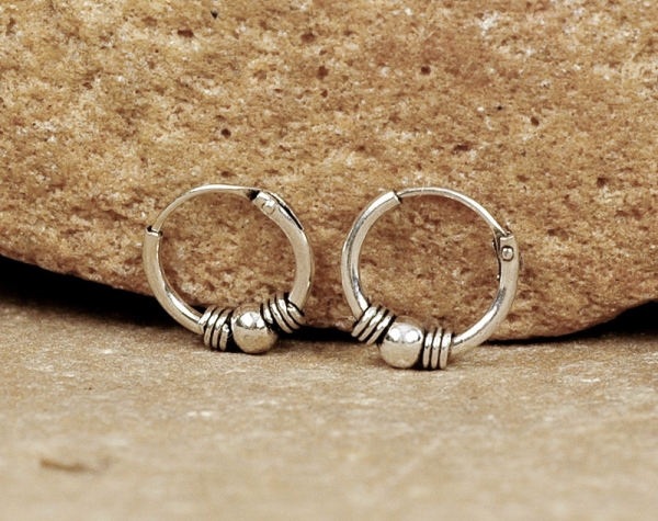 Creolen Silber 925 - Klein mit Kugel - 10 mm