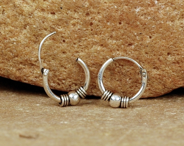 Creolen Silber 925 - Klein mit Kugel - 10 mm - Offen