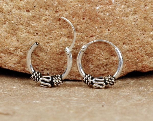 Creolen Silber 925 - Klein mit schönem Muster - 11 mm - Offen