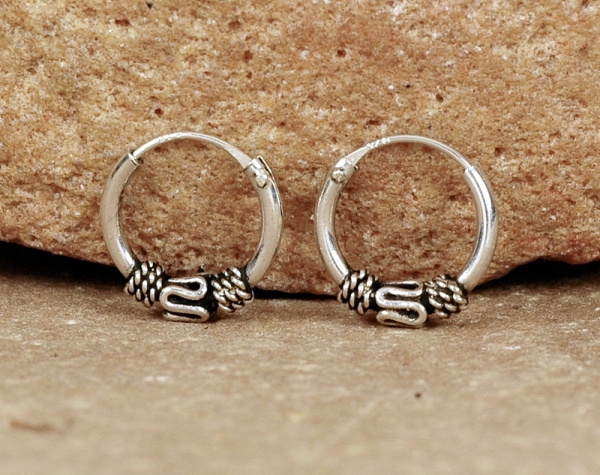 Creolen Silber 925 - Klein mit schönem Muster - 11 mm