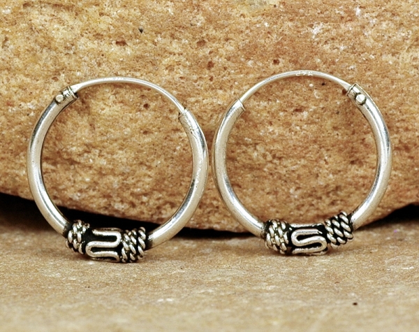 Creolen Silber 925 - Klein mit schönem Muster - 16 mm