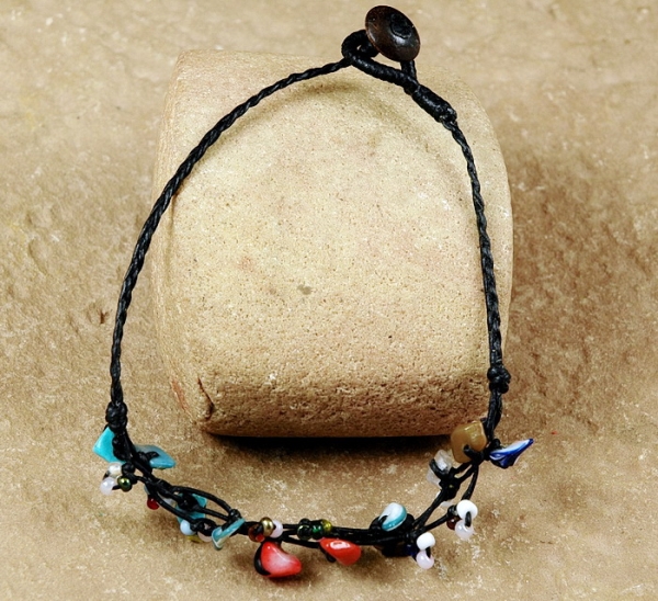Fußkette / Fußkettchen mit bunten Perlen