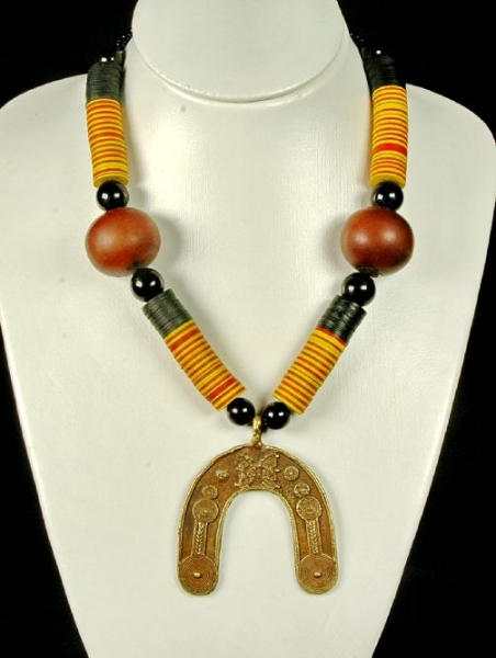 Moderne Afrika Halskette mit Bronze Anhänger