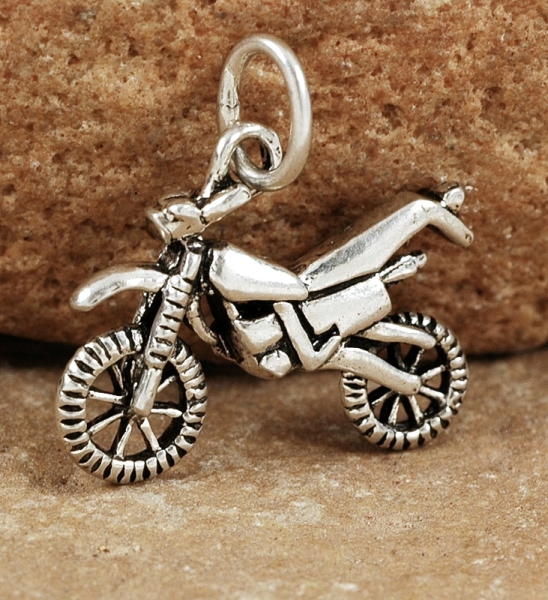 Motorrad Anhänger aus Silber 925 - Enduro / Moped